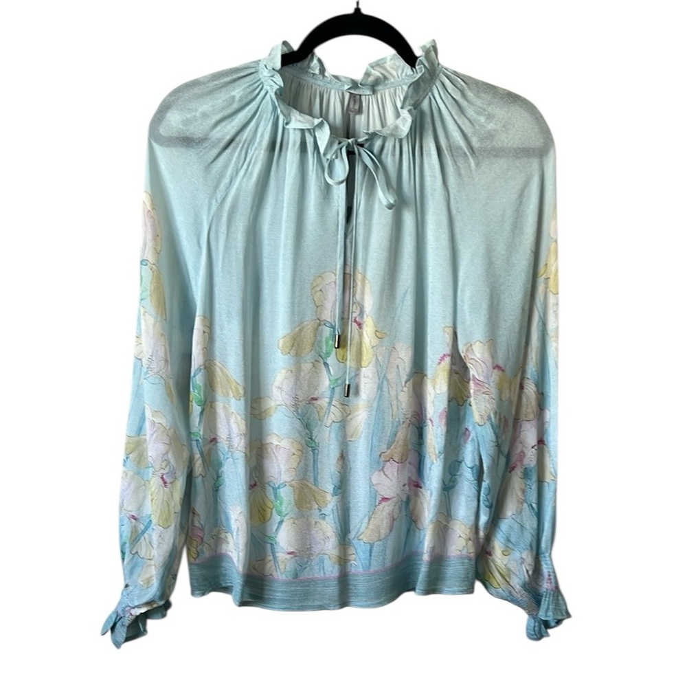 Blank London Blue Floral Boho Blouse XS Anthropologie Style Sheer NWT - Picture 2 of 12